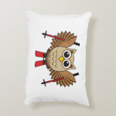 Cute Owl Skiing Cartoon Accent Kussen (Achterkant (Verticaal))