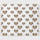 Cute Owl Skiing Cartoon Cadeaupapier (Vlak)