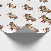 Cute Owl Skiing Cartoon Cadeaupapier (Hoek)