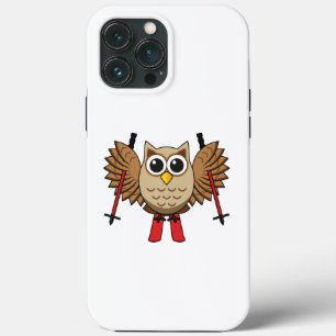 Cute Owl Skiing Cartoon iPhone 13 Pro Max Hoesje