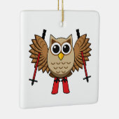 Cute Owl Skiing Cartoon Keramisch Ornament (Rechts)