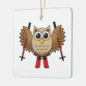 Cute Owl Skiing Cartoon Keramisch Ornament (Links)