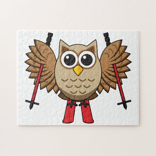 Cute Owl Skiing Cartoon Legpuzzel (Horizontaal)