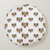 Cute Owl Skiing Cartoon Rond Kussen (Achterkant)