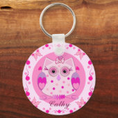Cute Owl Sleutelhanger met naam (Voorkant)