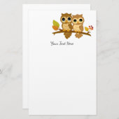 Cute Owl Stationery Briefpapier (Voorkant / Achterkant)