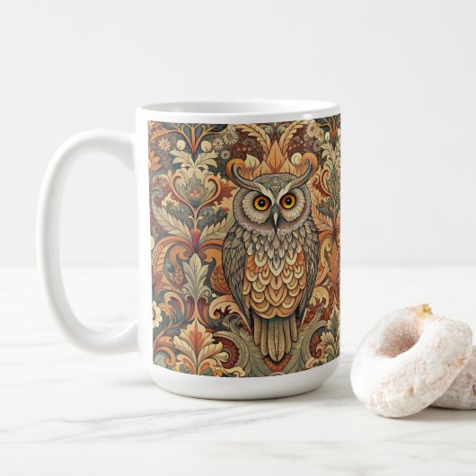 Cute Owl Style William Morris Koffiemok (Met donut)