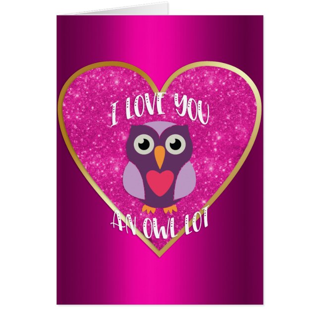 Cute Owl sur Pink Heart Valentine's Day (Devant)