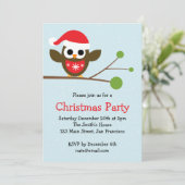 Cute Owl sur une branche - Noël Party Invitation (Debout devant)