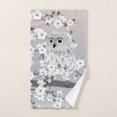 Cute Owl Taupe Grey (Serviette à main)