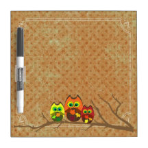 Cute Owl Trio over abrikozen Stippen -