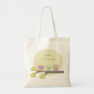 Cute Owl Trio School Book Library Canvas Bag Tote Bag