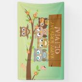 Cute owl verjaardagstanner spandoek (Verticaal)