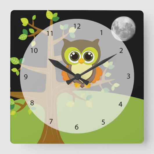 Cute owl vierkante klok (Voorkant)