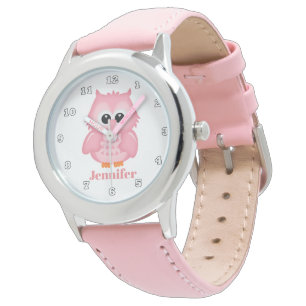 Cute owl voegt naam meisjes toe horloge