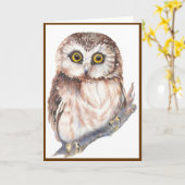 Cute Owl - Waterverf Bird Collectie Kaart (Gele Bloem)
