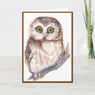 Cute Owl - Waterverf Bird Collectie Kaart