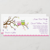 Cute Owl Wedding Invitation Kaart (Voorkant / Achterkant)