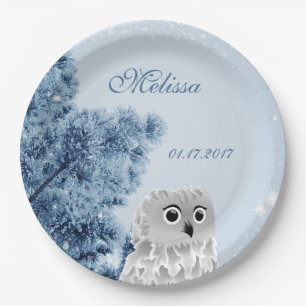 Cute Owl Winter Kinder Custom Birthday Party Papieren Bordje