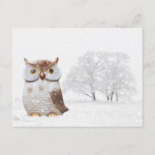 Cute Owl Wintry Snow-kerstfeestdag Feestdagenkaart