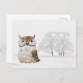 Cute Owl Wintry Snow-kerstfeestdag Feestdagenkaart (Voorkant / Achterkant)