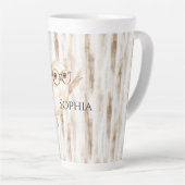 Cute Owl with Glasses Latte Mok (Rechterhoek)