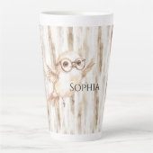 Cute Owl with Glasses Latte Mok (Voorkant)