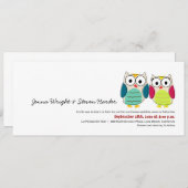 Cute Owls, 4x9 Wedding Invitation Kaart (Voorkant / Achterkant)