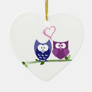 Cute Owls and Heart Ornament