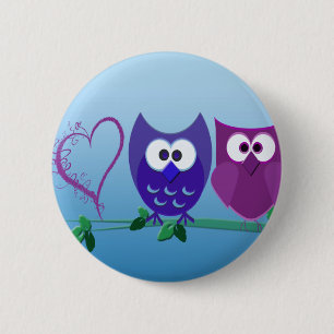 Cute Owls and Heart Ronde Button 5,7 Cm