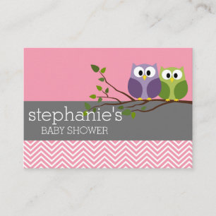Cute Owls Baby shower Games - Diaper Raffle Informatiekaartje