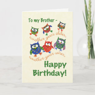 Cute Owls Birthday Kaart for a Brother