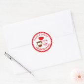 Cute Owls Couple en Hearts Valentijnsdag Ronde Sticker (Envelop)
