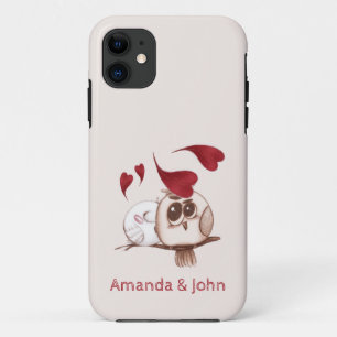 Cute Owls Couple Names Personalized iPhone 11 Hoesje