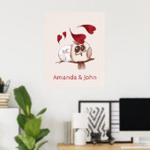 Cute Owls Couple Names Personalized Poster (Thuiskantoor)