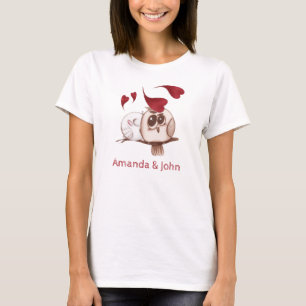 Cute Owls Couple Names Personalized T-Shirt