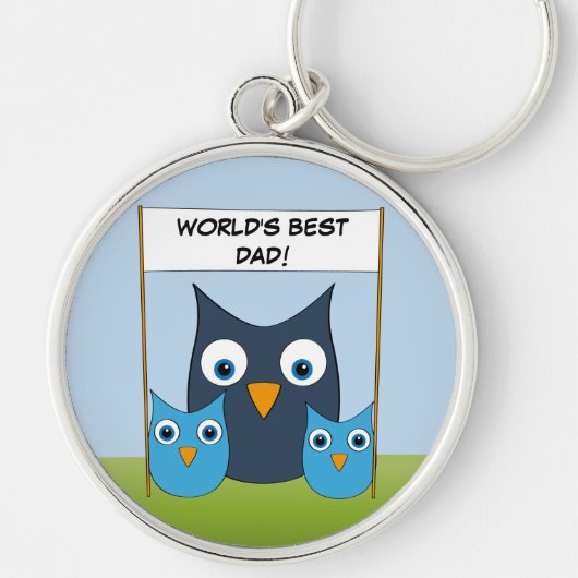 Cute Owls - "De beste vader ter wereld!" -Vaderdag Sleutelhanger (Voorkant)