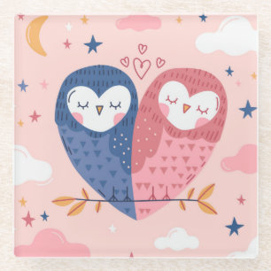 Cute Owls Glass Onderzetter
