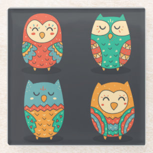 Cute Owls Glazen Onderzetter