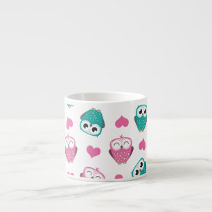 Cute Owls & Hearts Expresso Mok