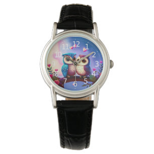 Cute Owls Hearts Valentijn Geïnspireerd kunstwerk Horloge