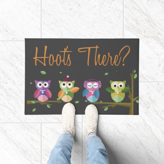Cute Owls Hoot is daar Herfst Fun Welcome Deurmat (Binnen)