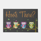 Cute Owls Hoot is daar Herfst Fun Welcome Deurmat (Voorkant)