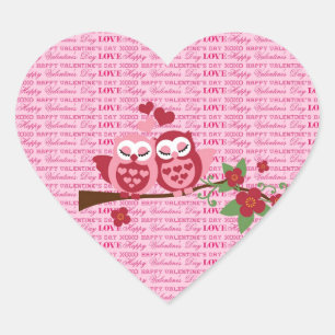 Cute Owls in Love Happy Valentine's Day Gifts Hart Sticker