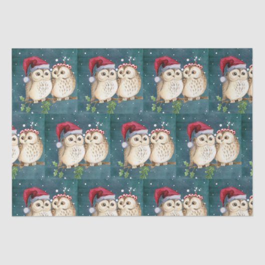 Cute Owls Kerstmis Tissuepapier (Voorkant)