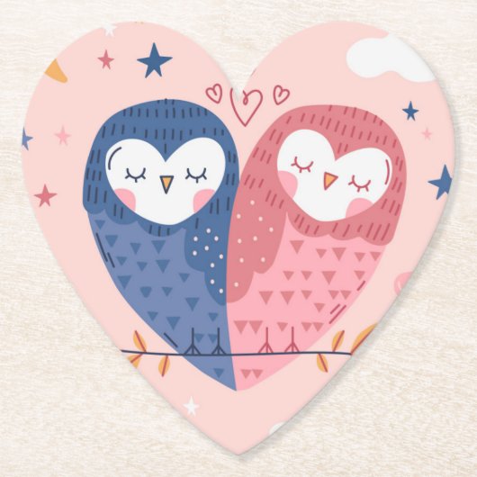 Cute Owls Paper Onderzetter (Voorkant)