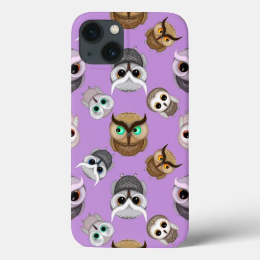 Cute Owls Pattern op Paarse achtergrond Case-Mate iPhone Case (Achterkant)