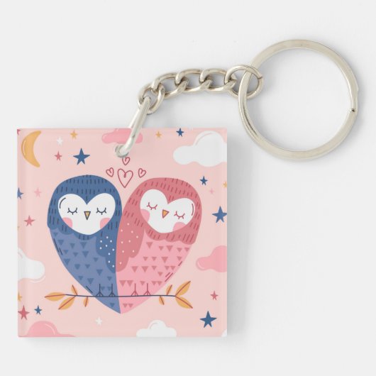 Cute Owls Sleutelhanger (Achterkant)