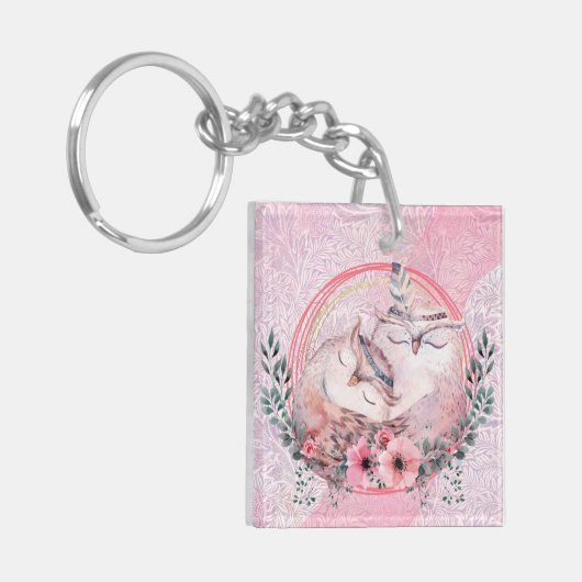 Cute Owls Sleutelhanger (Voorkant Links)