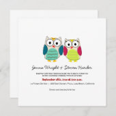 Cute Owls, Square Wedding Invitation Kaart (Voorkant / Achterkant)